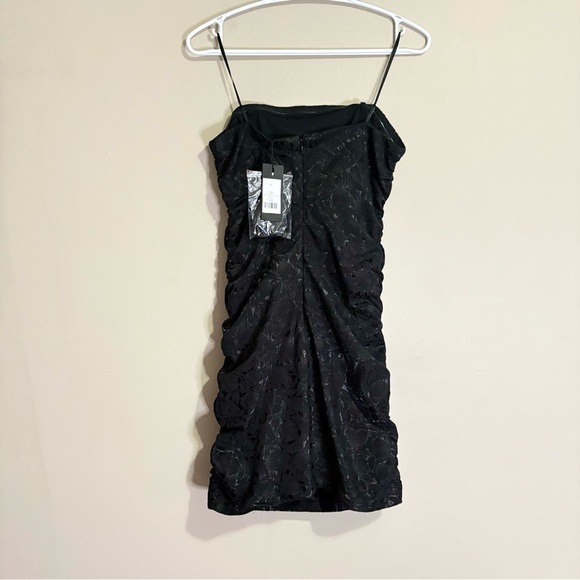 Dynamite Strapless Black Floral Pattern w Sheen Ruched Bodycon Party Dress NWT - Picture 11 of 16